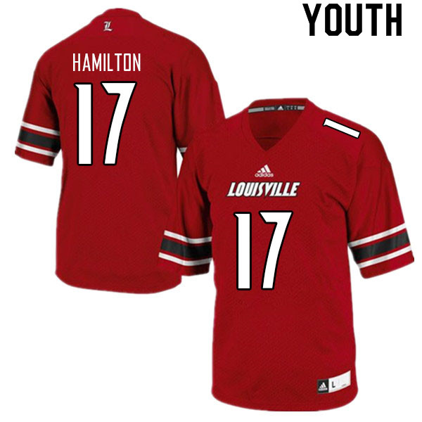 Youth #17 Jackson Hamilton Louisville Cardinals College Football Jerseys Sale-Red - Click Image to Close